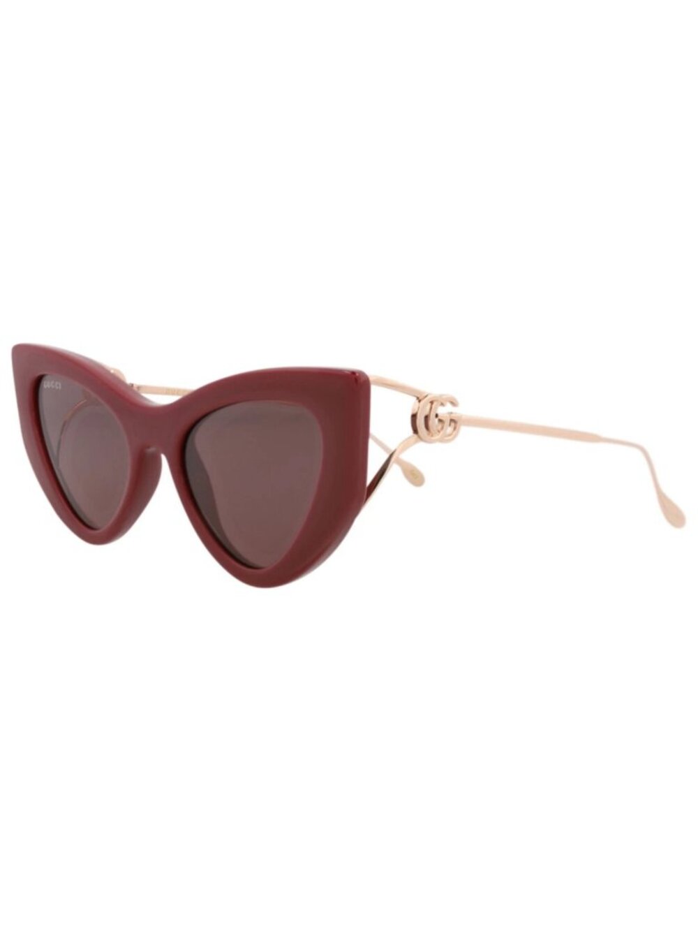 New Gucci Women's Sunglasses Cat Eye Injection Frame Burgundy Gold Violet